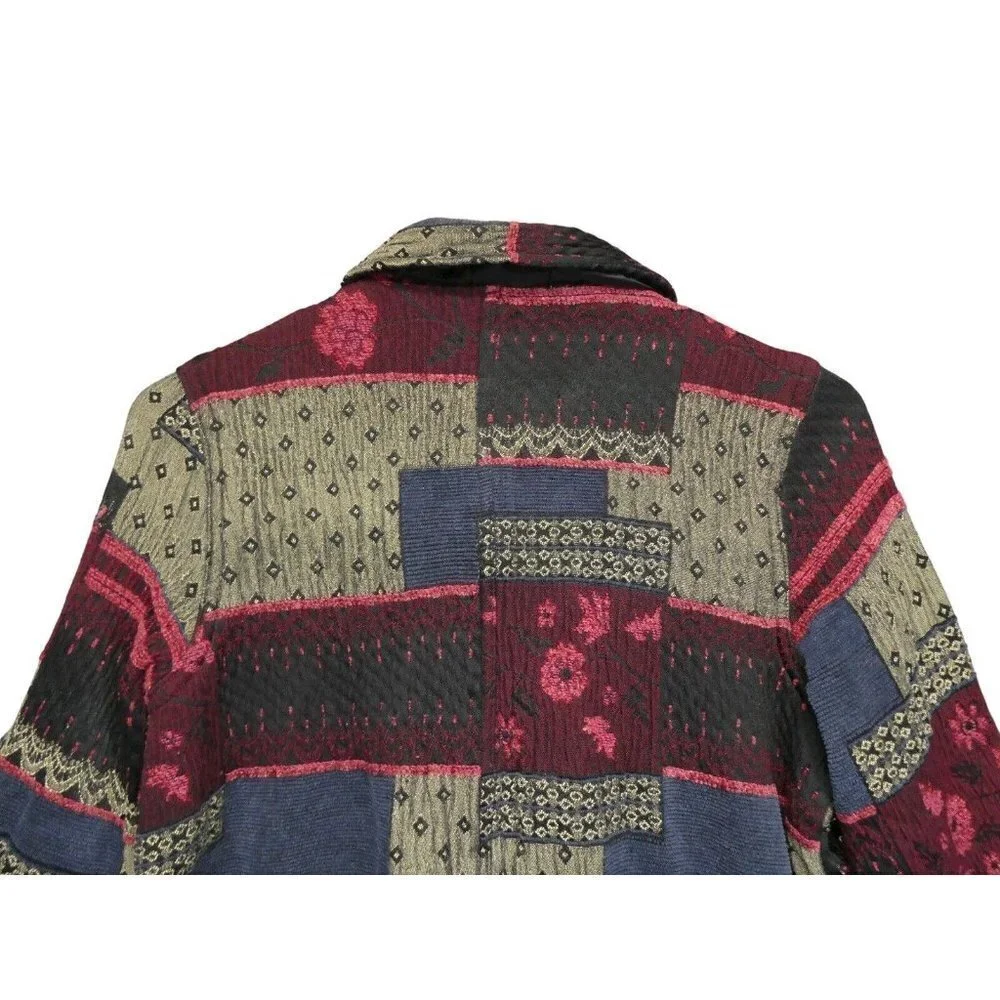 TravelSmith Patchwork Textured Jacket Button Front Cotton‎ Women's Large Petite - Picture 6 of 16
